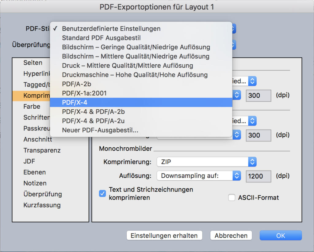 Hochwertiger PDF-Export mit Callas PDF-Engine sowie Unterstützung von PDF-Standards